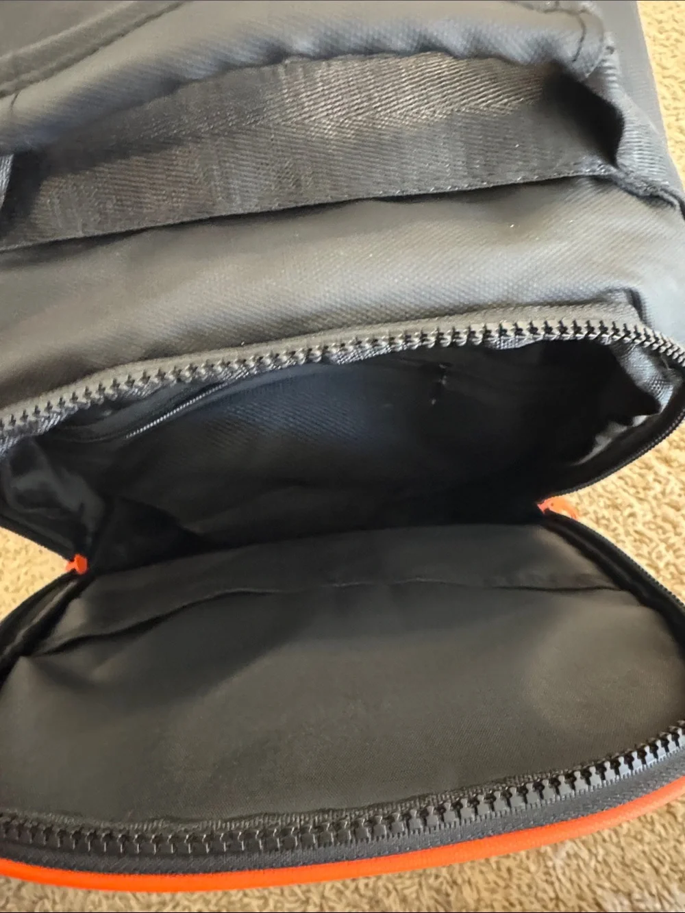Atley James Men's Medium Backpack Bag, Black w/ Orange Piping